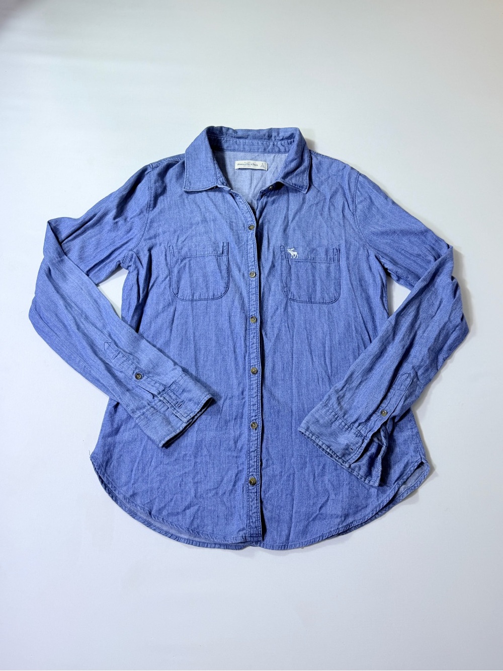 Abercrombie & Fitch Button Down Shirt Blue Denim Long Sleeve Women’s Small